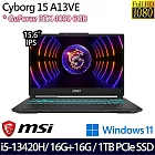 【全面升級】MSI微星 Cyborg 15 A13VE-650TW 15.6吋/i5-13420H/32G/1TB SSD/RTX4050/Win11/ 電競筆電