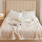 【DUYAN 竹漾】韓系麻花牛奶絨 羊羔絨 雙層加厚被毯 /  杏色奶油