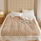 【DUYAN 竹漾】韓系麻花牛奶絨 羊羔絨 雙層加厚被毯 /  霧灰奶茶