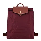 LONGCHAMP LE PLIAGE系列再生尼龍摺疊後背包(中) 酒紅