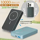 MINIQ 10000大容量 20W雙向快充 航太鋁合金數顯無線磁吸行動電源 鐵灰色