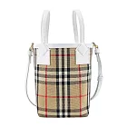 BURBERRY London經典格紋迷你托特包 卡其白