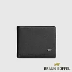 【BRAUN BUFFEL 德國小金牛】台灣總代理 巴雷特 14卡中間翻透明窗短夾-黑色/BF546-317-BK