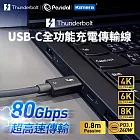 Pasidal Thunderbolt 5 雷電5 充電傳輸線材 0.8M Passive (8K/120Gbps/240W/PD3.1) 80Gbps雙向頻寬 高速傳輸