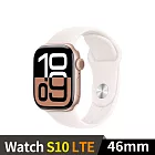 Apple Watch S10 GPS+LTE 46mm 鋁金屬錶殼運動錶帶 (玫瑰金色+淡胭粉色運動錶帶SM)