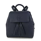 Tory Burch 流蘇翻蓋皮革後背包-黑色 黑