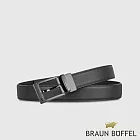 【BRAUN BUFFEL 德國小金牛】台灣總代理 商務型男 Logo鐫刻釦頭穿針式皮帶-鎗色44吋/BF24B-WEG04944-SGU