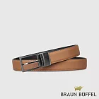 【BRAUN BUFFEL 德國小金牛】台灣總代理 商務型男 方頭十字刻印穿針式皮帶-鎗色44吋/BF24B-WEG04744-SGU