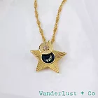 Wanderlust+Co 澳洲品牌 鑲鑽銀河月亮 守護星星項鍊 金色X深藍色 Starlight Navy & Gold