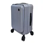 SINDIP 前開式20吋行李箱(靜音雙排飛機輪+海關鎖+可加大+防盜拉鍊) 20吋 銀灰