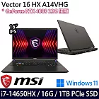 【MSI】微星 Vector 16 HX A14VHG-691TW 16吋/i7-14650HX/16G/1TB SSD/RTX4080/Win11/ 電競筆電