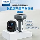 【Philips 飛利浦】黑金剛 PD 100W 快充Type-C+Type-A 3孔數位顯示車用充電器 (DLP3540C)