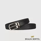 【BRAUN BUFFEL 德國小金牛】台灣總代理 商務型男 雅緻男仕圓頭穿針式皮帶-鎗色40吋/BF24B-JF00240-SGU