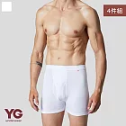 【YG 天鵝內衣】4件組吸濕速乾羅紋平口褲(吸濕排汗-男內褲) M 白色