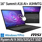 msi微星 Summit A16 AI+ A3HMTG-017TW 16吋 商務筆電 (Ryzen AI 9 365/32G/1T SSD/Win11Pro/可觸控)