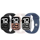 Apple Watch Series 10 (GPS版) 42mm鋁金屬錶殼搭配運動型錶帶- S/M 銀/丹寧