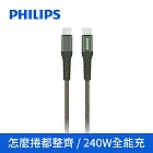 【Philips 飛利浦】Type-C to Type-C 240W 不打結磁吸收納編織線150cm(DLC4588CG)