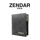 【ZENDAR】台灣總代理 限量1折 頂級小牛皮鱷魚紋拉鍊短夾 霏比系列 全新專櫃展示品(灰白色 送禮盒提袋)