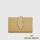 【BRAUN BUFFEL 德國小金牛】台灣總代理 瑟魯爾-A 11卡兩折中夾-淺棕色/BF845-502-CR