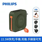 PHILIPS 飛利浦 放心充2.0 FunCube 多合一磁吸自帶線行動電源 10000mAh DLP4348C 野性綠CG