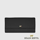 【BRAUN BUFFEL 德國小金牛】台灣總代理 珍妮絲 14卡兩折長夾-黑色/BF840-621-BK