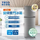 【TECO 東元】 231公升 一級能效變頻右開雙門冰箱(R2311XHS)