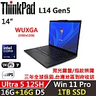 ★全面升級★【Lenovo】聯想 ThinkPad L14 Gen5 14吋 AI PC 三年保固 Ultra 5 125H/16G+16G/1TB/W11P