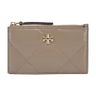 TORY BURCH KIRA 鑽石絎縫拉鍊卡片零錢包- 灰