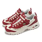 Skechers 休閒鞋 D Lites 大童 女鞋 紅 米白 蛇年 CNY 魔鬼氈 厚底 拼接 老爹鞋 319061LRDBK