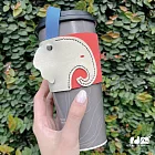 【rue de mode】＂與麥子們攜手合作＂環保手提真皮撞色杯套 第三彈 智慧大象