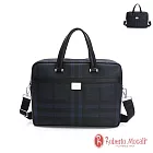 Roberto Mocali - 義大利諾貝兔王子系列 格紋大容量時尚公事包 藍格紋