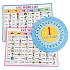 Cvc英文轉盤 英語phonics自然拼讀CVC元輔音字母單詞卡片 圓轉盤教材  自然發音教材 英文自然發音轉盤