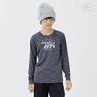 ADISI 童圓領圖騰雲彩紗透氣快乾保暖上衣(熊) AL2421039 (130-160)｜磨毛 輕量 排汗 速乾 彈性 130 鐵灰