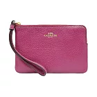 COACH 經典LOGO系列 皮革拉鍊手拿包零錢包 深粉色