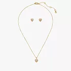 KATE SPADE 心型耳環與項鍊套組-金色
