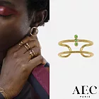 AEC PARIS 巴黎品牌 幸運3綠鑽戒指 可調式雙層金色戒指 THIN RING NYX