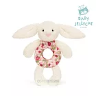 英國 JELLYCAT 手搖鈴 碎花典雅白兔 Berry