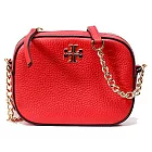 Tory burch 素面皮革相機斜背包-紅色