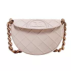 TORY BURCH 菱格紋皮革翻蓋鏈包-粉