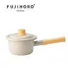 【FUJIHORO 富士琺瑯】 官方直營 COTTON PLUS 簡約+系列 單柄附蓋牛奶鍋 亞麻米14cm/1.2L