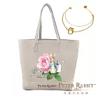 寵愛媽咪限定~【PETER RABBIT 比得兔】玫瑰花典雅肩背包 送戀鍊情深手鍊  棕色