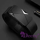【Decoy】商務幾何 男仕輕奢金屬自動扣皮帶/銀色