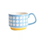 【Homely Zakka】日式復古陶瓷掛耳咖啡杯/創意馬克杯/果汁杯/牛奶杯 300ml_8款任選 藍白鳥