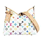LV 村上隆聯名款 Monogram CarryAll PM 白彩塗層帆布肩背包