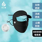 羽和暖swarm 掛耳冰絲輕量防曬面罩 一體式大帽簷遮陽帽 暗夜黑