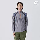 ADISI 男UPF50+防曬抑菌半門襟長袖排汗衣 AL2511020 岩石灰 (M-3XL) M 岩石灰
