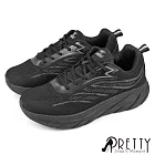 【Pretty】男 運動鞋 休閒鞋 綁帶 吸震減壓 輕量 厚底 JP25.5 黑色