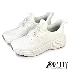 【Pretty】女 運動鞋 休閒鞋 健走鞋 厚底 輕量 彈力束帶 EU36 白色