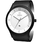 OBAKU 上品紳士極簡時尚腕錶-黑框白