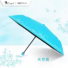 【雙龍牌】蝶舞輕量黑膠自動開收傘防曬自動傘(抗UV防風晴雨傘陽傘折傘B6061I) 天空藍